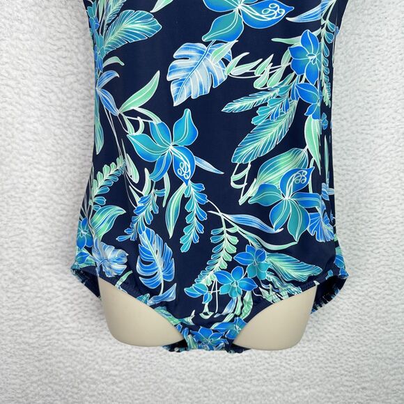 Lands' End‎ Swimsuit Womens 16 Long Blue Floral One Piece Tank Underwire Cups - Picture 3 of 16